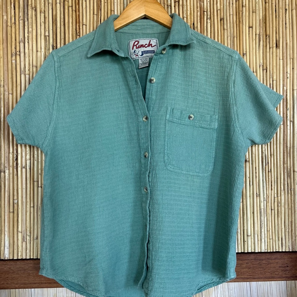 Vintage 100% Cotton Waffleweave Button up Lagenlook Coastal Beachy Minimalist